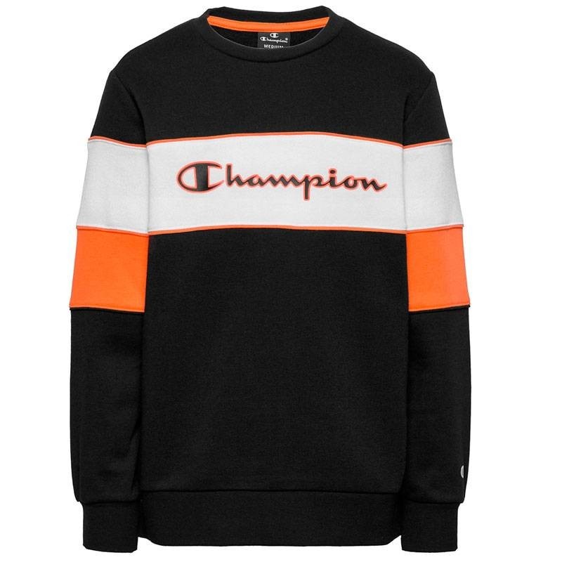 CHAMPION SUDADERA BLOCKING NEGRO NARANJA JUNIOR