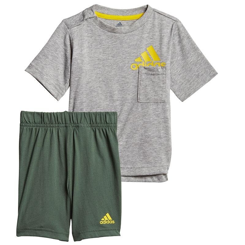 ADIDAS CONJUNTO I BOS SUM GRIS VERDE NIÑO
