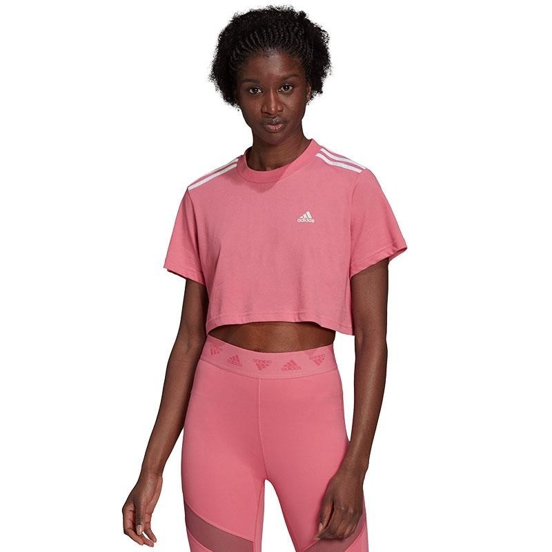 adidas Camiseta Cropped Rosa para Mujer | Totalsport.es MUJER Lifestyle TALLA TEXTIL M Color Rosa
