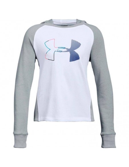 UNDER ARMOUR THREADBORNE TERRY LOGO HOODY GRIS Y BLANCO JUNIOR