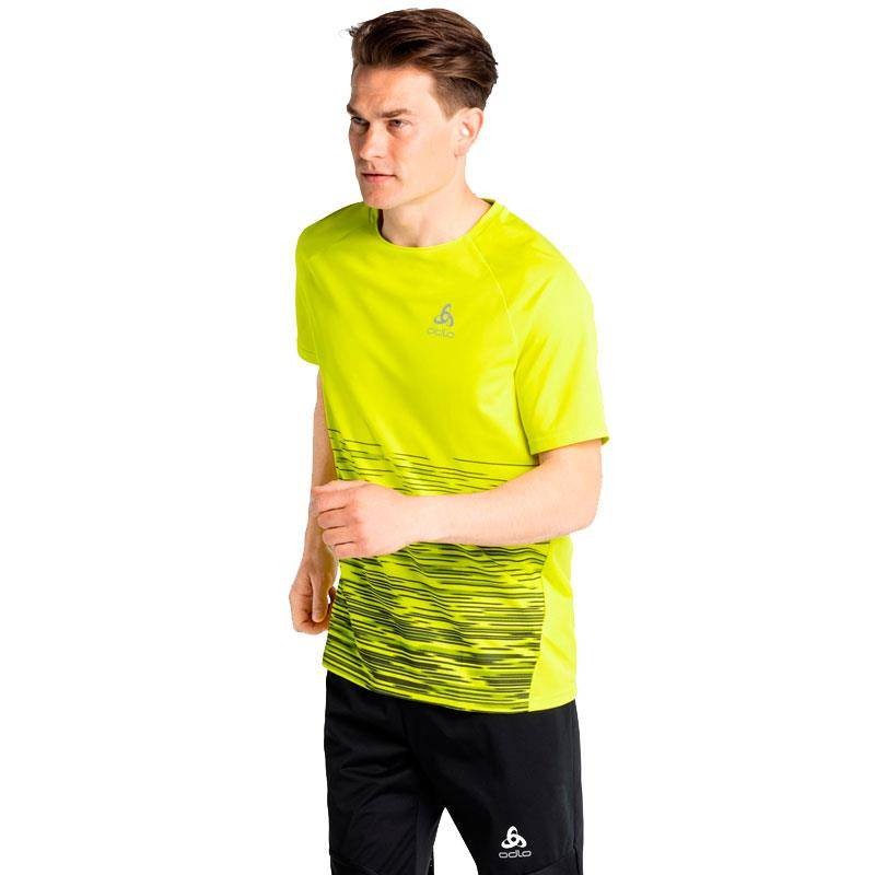 ODLO CAMISETA ESSENTIAL PRINT AMARILLO HOMBRE