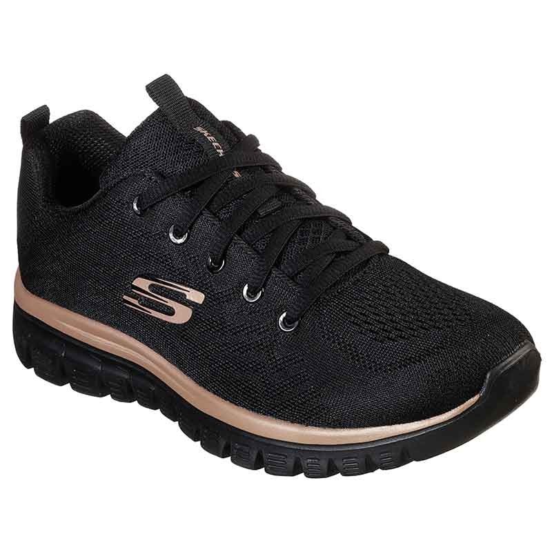 SKECHERS GRACEFUL GET CONNECTED NEGRO DORADO MUJER 2