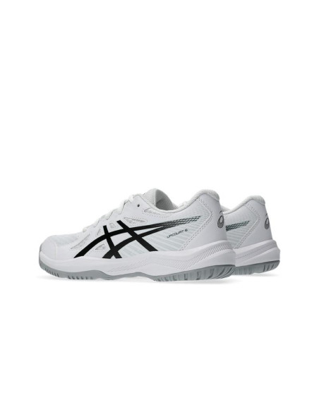 Zapatillas Asics Upcourt 6 GS blanco diagonal desde talones