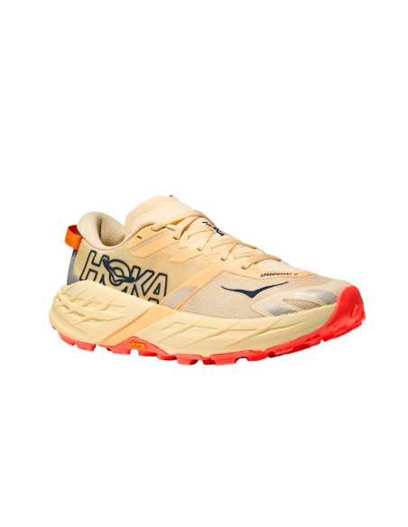 Zapatillas Hoka Speedgoat 7 Vintage Yellow / Neon Flame diagonal