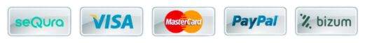 iconos con los metodos de pago mastercard, visa, contrarembolso, paypal y bizum
